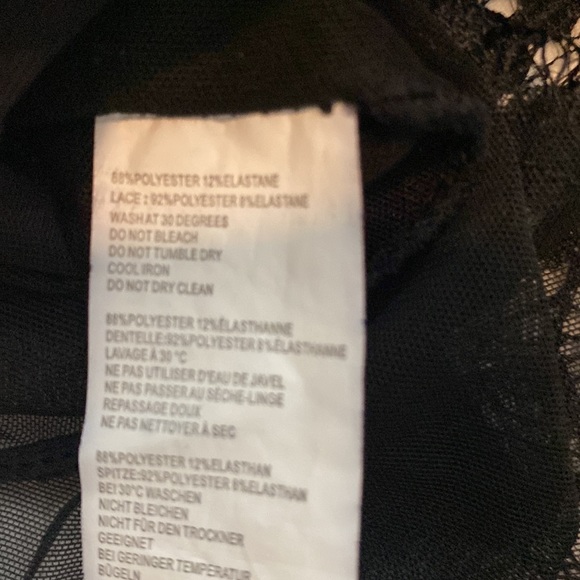 Nasty Gal Strappy Detail Eyelash Lace High Leg Body Black Medium 88% Poly,12% El - Picture 7 of 7